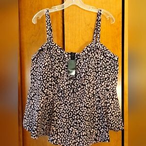 Torrid Size 2 Top sun fitted blouse Puplum Spaghetti strap blouse sun shirt